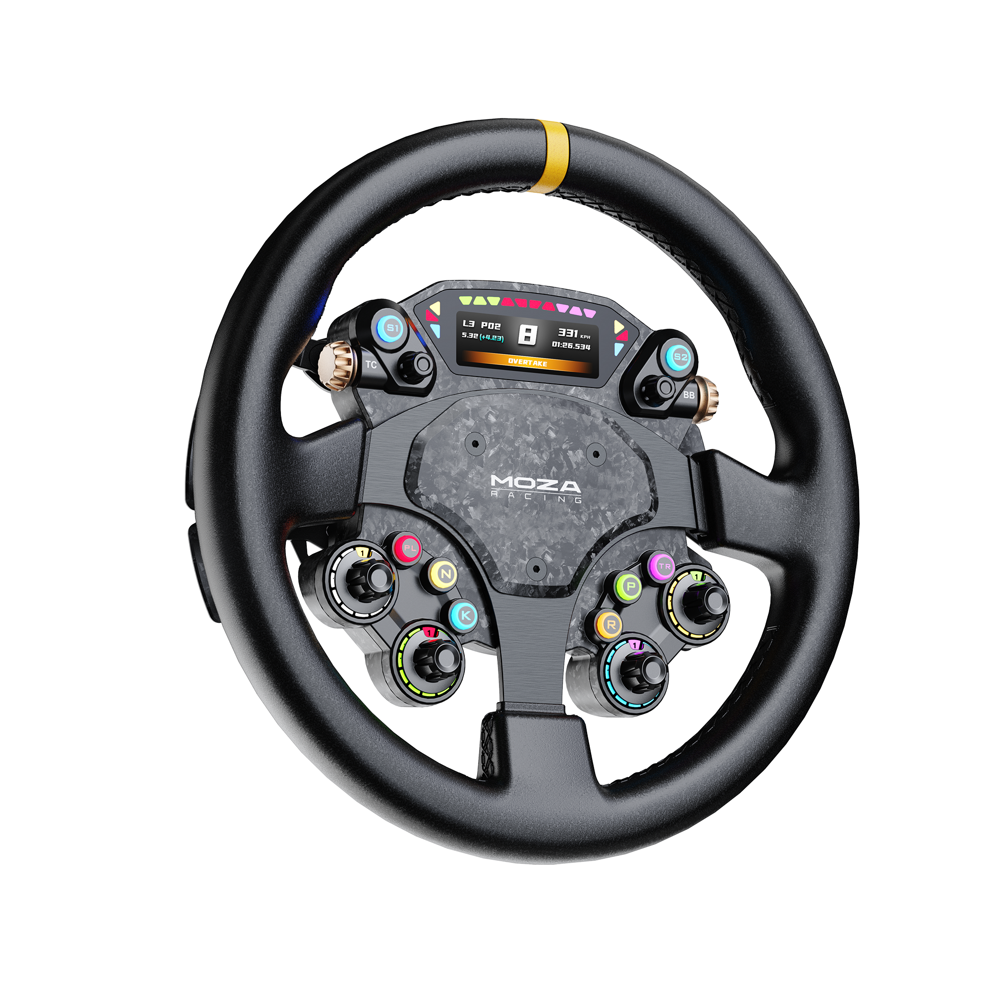 Pantalla de 2.99 pulgadas y luces LED del volante MOZA CS Pro